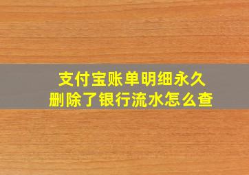 支付宝账单明细永久删除了银行流水怎么查