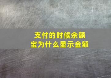 支付的时候余额宝为什么显示金额