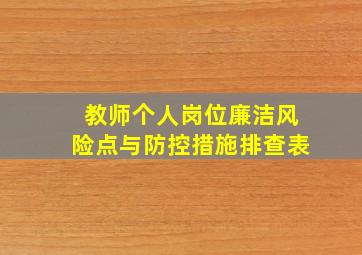 教师个人岗位廉洁风险点与防控措施排查表