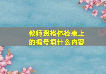 教师资格体检表上的编号填什么内容