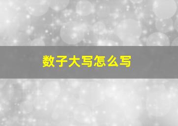 数子大写怎么写