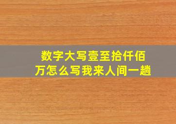 数字大写壹至拾仟佰万怎么写我来人间一趟