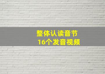 整体认读音节16个发音视频