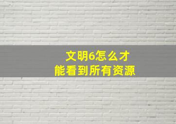 文明6怎么才能看到所有资源