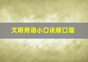 文明用语小口诀顺口溜