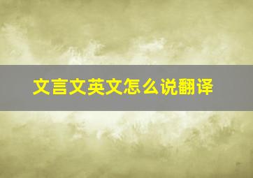 文言文英文怎么说翻译