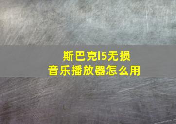 斯巴克i5无损音乐播放器怎么用