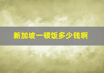 新加坡一顿饭多少钱啊