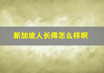 新加坡人长得怎么样啊