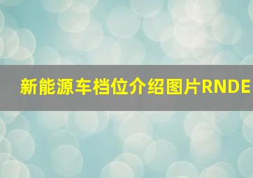 新能源车档位介绍图片RNDE