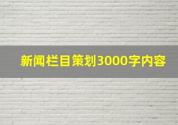 新闻栏目策划3000字内容