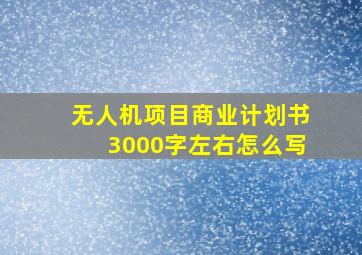 无人机项目商业计划书3000字左右怎么写