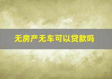 无房产无车可以贷款吗