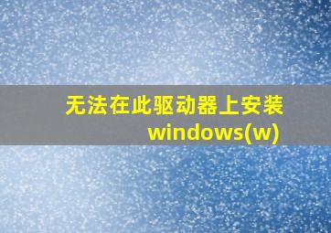 无法在此驱动器上安装windows(w)