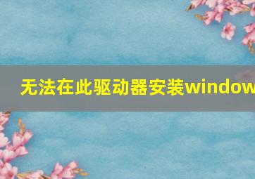 无法在此驱动器安装windows