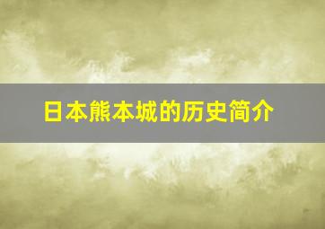 日本熊本城的历史简介