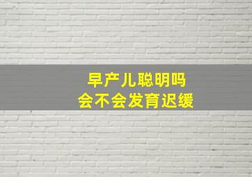 早产儿聪明吗会不会发育迟缓