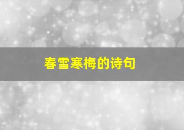 春雪寒梅的诗句