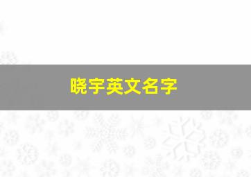 晓宇英文名字