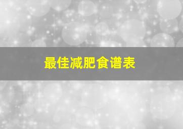 最佳减肥食谱表