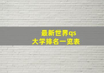 最新世界qs大学排名一览表