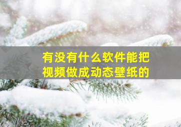 有没有什么软件能把视频做成动态壁纸的