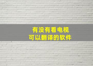 有没有看电视可以翻译的软件