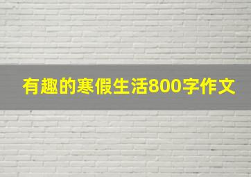 有趣的寒假生活800字作文