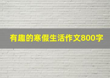 有趣的寒假生活作文800字