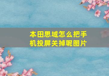 本田思域怎么把手机投屏关掉呢图片