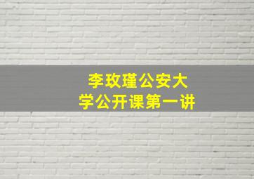 李玫瑾公安大学公开课第一讲