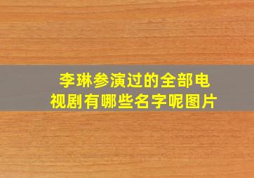 李琳参演过的全部电视剧有哪些名字呢图片