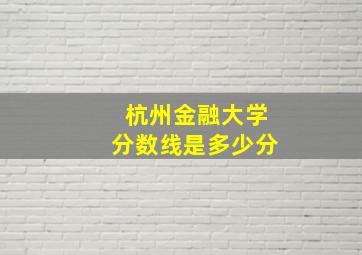 杭州金融大学分数线是多少分