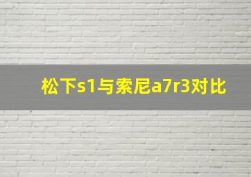 松下s1与索尼a7r3对比