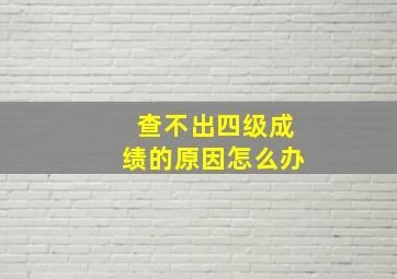 查不出四级成绩的原因怎么办