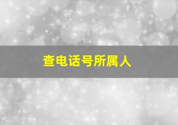 查电话号所属人