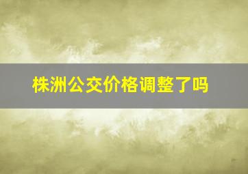 株洲公交价格调整了吗