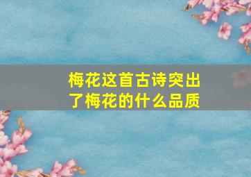 梅花这首古诗突出了梅花的什么品质