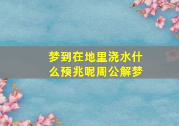 梦到在地里浇水什么预兆呢周公解梦