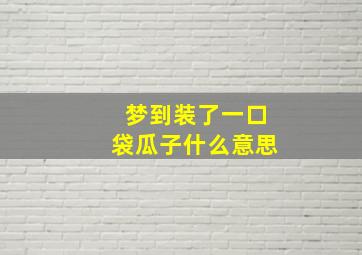 梦到装了一口袋瓜子什么意思