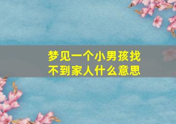 梦见一个小男孩找不到家人什么意思