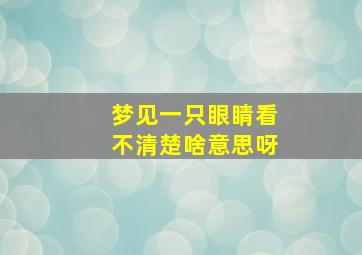 梦见一只眼睛看不清楚啥意思呀