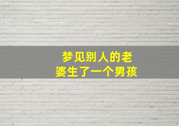 梦见别人的老婆生了一个男孩