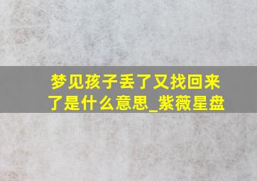 梦见孩子丢了又找回来了是什么意思_紫薇星盘