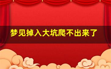 梦见掉入大坑爬不出来了