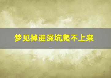 梦见掉进深坑爬不上来