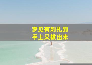 梦见有刺扎到手上又拔出来