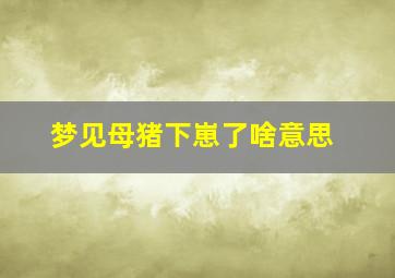 梦见母猪下崽了啥意思