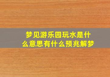 梦见游乐园玩水是什么意思有什么预兆解梦