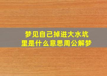 梦见自己掉进大水坑里是什么意思周公解梦